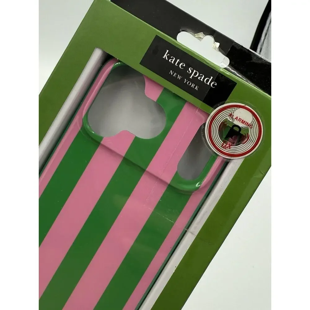 Kate Spade iPhone 17 Pro Max Protective Striped Case MagSafe Green Pink NIB